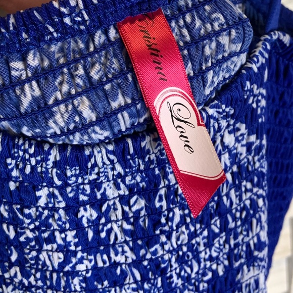 Cristinalove Blue and White Mandala Graphic Smocked Maxi Sundress - Picture 9 of 11